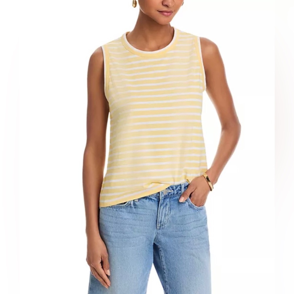 KULE THE TANK Striped Shirt Top Yellow & White Women’s XXL